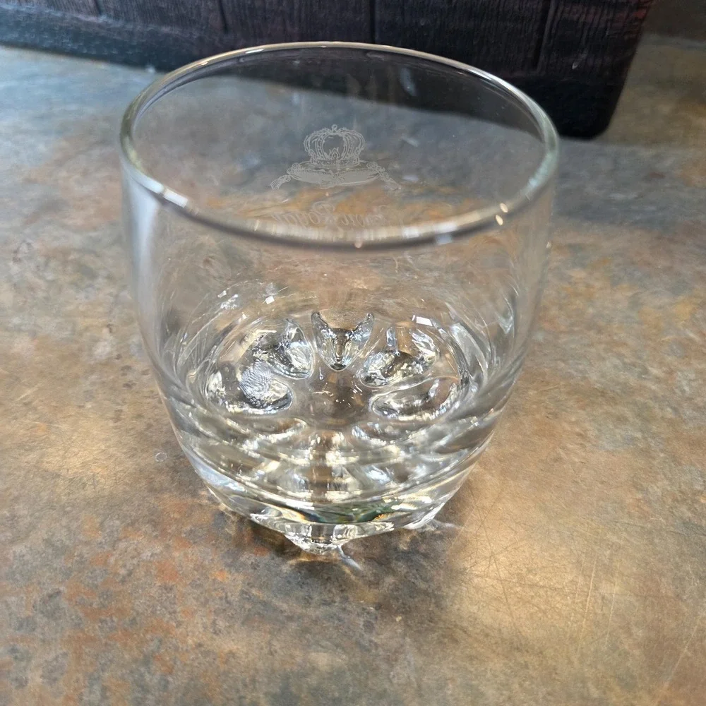 Crown ROYAL Whiskey Embossed Rocks Glass - Round Bottom Made in Italy